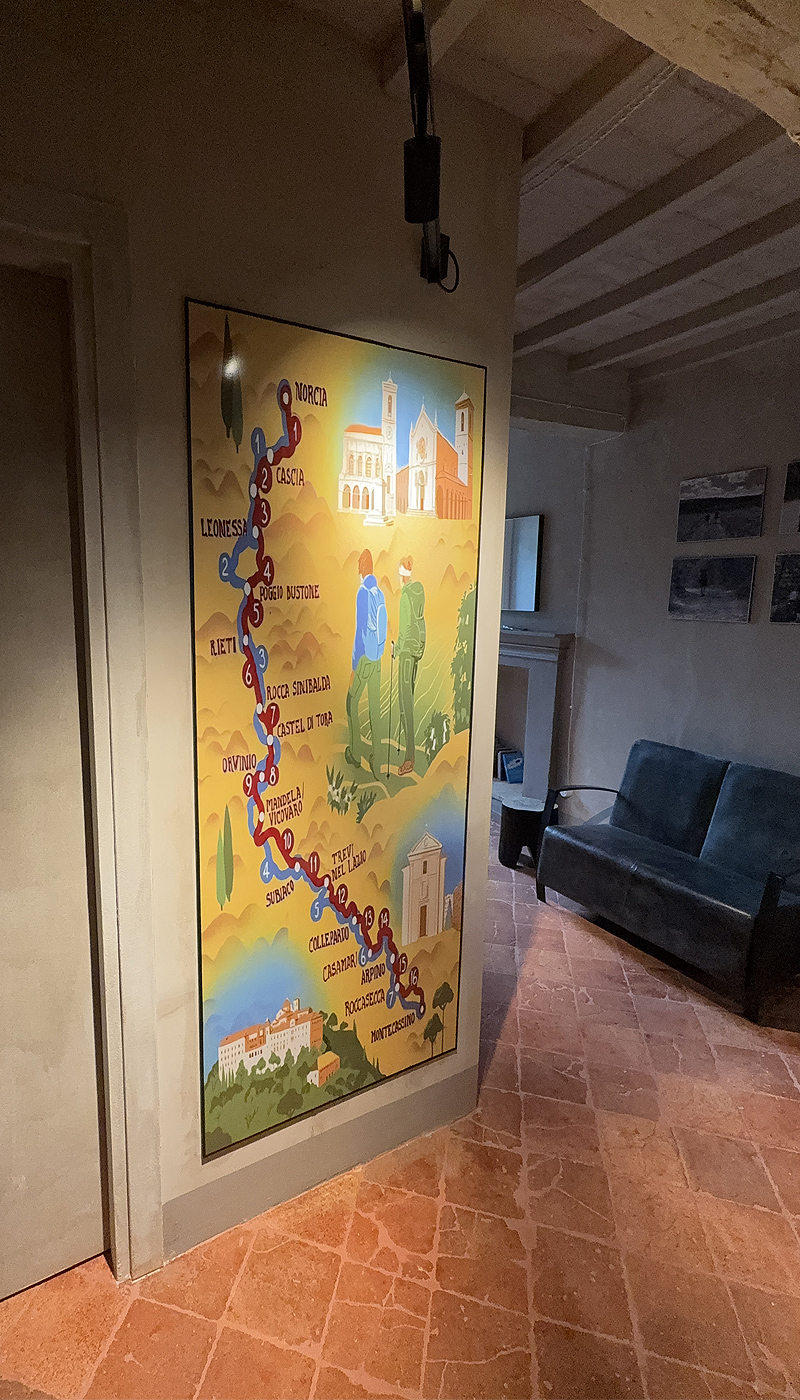 Mappa illustrata del cammino spirituale da Norcia a Montecassino